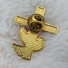 Forever In Our Hearts Black Enamel Christian Cross Lapel Pin W  Peace Dove