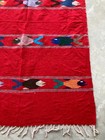 Vintage Handmade Mexican Pictorial Multicolor Kilim Rug Carpet 197x120cm