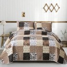 Brown Patchwork Quilt Set Full Queen California King Bedspread Coverlet 3 Piece
