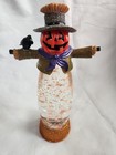 Halloween 12  Pumpkin Scarecrow Swirling Glitter   Leaves Snow Globe Light Bn