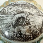 Alaska Usa Souvenir Antique Animals Dish Painted Gold Trinket Box