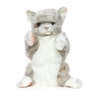 Hansa Gray Cat Hand Puppet Plush Toy 30cm Realistic Kitten