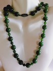Estate Chinese Nephrite Jade 14k 20 G f Necklace 29  Long 10-6 Mm 78 G Knots Old