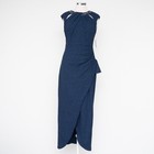 Slny - Beaded Neckline Faux Wrap Gown