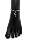 10  Cuban Chain Anklet Bracelet Ankh Charm Ankle Bracelet Rhodium Plated 