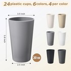 24 Pcs Unbreakable Plastic Cups Set  20 Oz Reusable Plastic Cups  Stackable Wate