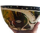 Wood Decorative Bowl Handmade Hand-carved African Design Colorful black Interior