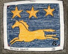 Yellow Horse With Stars  Primitive Hand Hooked Horse Rug