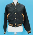 Vtg 50s Women s Black   Yellow Us Air Force In Europe Bomber Jacket 1950s Letter