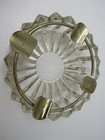 Vintage 6 5  Cigar Ashtray Heavy Cut Glass Crystal Metal Goldtone Holders Guc