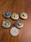 Vtg Victorian Set Of 5 Large Buttons Detailed Brass See Pics For Detail P40