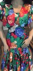 Carmen Miranda Satin Floral Flamenco Spanish Dance Dress W Bolero X Small