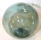 Japanese Green Glass Fishing Net Float Buoy 4  Hand Blown Ball Bubbles Vintage