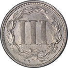 1865 Three  3  Cent Nickel Nice Unc Great Eye Appeal Strong Strike