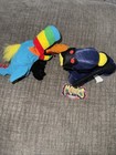 Vtg Lot 2 1997 Meanies Beanie Seagull toucan Plush Series 1 New