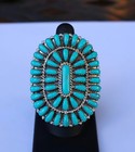 New Huge Navajo Size 7 5 Ring By Davina Benally Sterling   Block Turquoise 17grm