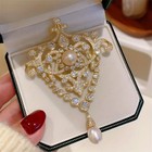 Elegant Brooch With Faux Pearls And Rhinestone  Retro Style Luxury Tassel Pin