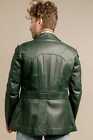 New Men s Green Military Look Stylish Genuine Vintage Sheep Skin Leather Blazer