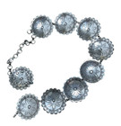 Vtg Southwest Concho Style Etched Silver Tone Faux Turquoise Chain Belt 37 5 