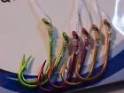 24 New Snelled Hooks Size 6 Red Gold Green Eagle Claw Baitholder L139a-6