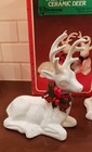 Vintage Christmas Around The World Glazed Ceramic Deer Figurines Large 1980s