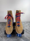 Riedell Tan Suede Roller Skates 130 L Size 8 Sure Grip Aerobic Wheels Usa Made