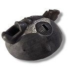 Vintage Round Tribal Mask Wood Mask African Art Ghana  W  Hammered Metal