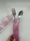 Pottery Barn Kids Fork Spoon Utensils   Carrying Case Set Striped Pink Nwt