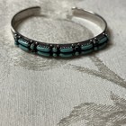 Vintage Zuni Sterling Silver Dash Dot Petit Point Turquoise Bracelet Repair