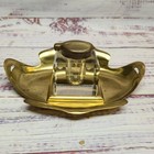 Antique Art Nouveau Brass   Glass Inkwell With Ornate Design Vintage Desk Decor