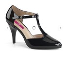 Pleaser Dream - 425 Shoes Black T-strap Pumps 4    Inch Pink Label Size 14