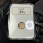 Ms65 1901 3d Uk Great Britain Silver 3 Pence Ngc Old Fatty Holder  Rainbow Toned