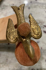 Rare Antique Vintage Victorian Sewing Bird Clamp Brass Pin Cushions Orange