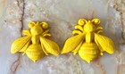 Vintage 1970 Yellow Plastic Bee Wall Plaques Set Of 2 Retro Wall Decor