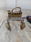 Vintage Brass Miniature Charcoal Iron   Two Mini Iron Figurines - Set Of 3