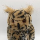 Realistic 12  Spotted Owl Plush Golden Brown Black Orange Eyes Halloween Prop