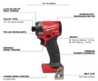 Milwaukee M18 Fuel Brushless Impact Driver 18v 1 4  2000 In-lbs Tri-led