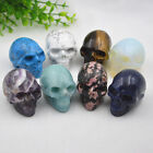 Natural Quartz Crystal Carved Skeleton Healing Stone Skull Figurine Mascot Reiki