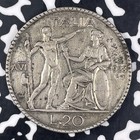 1928-r Italy 20 Lire Lot jm1003 Silver  Nice Details  Obverse Scratch  Km 69