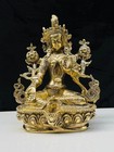 Tibetan Buddhist Green Tara Idol In Brass   Handmade Himalayan Sacred Art Statue