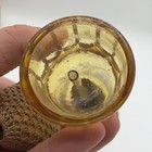 Vintage Czechoslovakia Etched Rose Flower Yellow Glass Perfume Bottle Atomizer