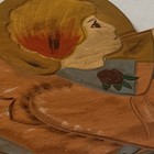 Carved Wood Folk Art Angel Trumpet Horn Wall Plaque Primitive Piece Rustic Boho