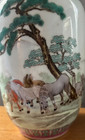 Vintage Chinese Famille Rose Porcelain Poem Vase With Horses-10 