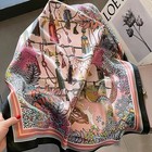 Women Vintage 100  Silk Square Scarf  Pink Black Kerchief Headscarf Wrap 68 68cm