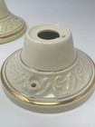 Pair Of Vintage Cream Porcelain Ceiling Light Fixtures W  Gold Trim   Scrollwork