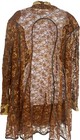 Vtg French Collizioni Lace Metallic Brown Gold Art Deco Artsy Duster Jacket 3x