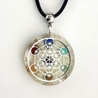 Orgone Pendant Necklace Silver Metatron   Seven Chakra Healing Stones  Made Usa