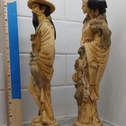 Chinese Pair Carved Figures statues With Dragon Details  Signed  gp 