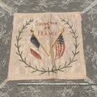 Antique Ww1 Handmade Lace Trim Hanky Souvenir France French Silk Embroidery 1919