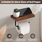 Toilet Paper Holder With Walnut Wood Shelf - Wall Mount   Self-adhesive Bathr   